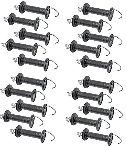 VOSS.farming 20x Weidezaun/Elektrozaun Torgriffe - schwarz - mit Haken für 20mm Breitband (Weidezaunband)