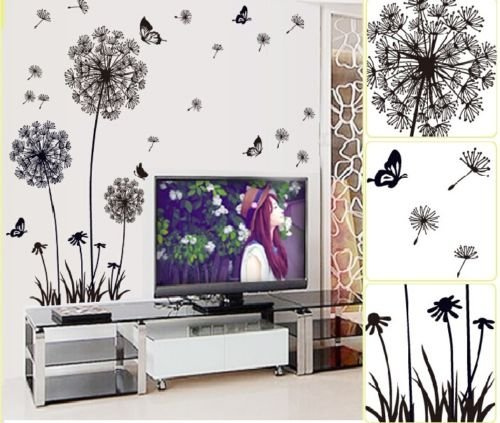 HALLOBO® Wandtattoo Wandaufkleber Pusteblumem Löwenzahn Wandsticker Wall Sticker Wohnzimmer Schlafzimmer Deko