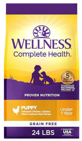 Wellness Complete Health Puppy Dry Dog Food, Grain Free, Natural, Chicken & Salmon Recipe, (24-Pound Bag)