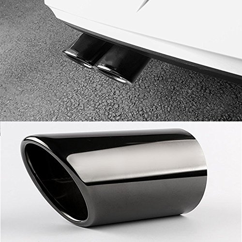 RunQiao 2pcs Car Exhaust Tail Pipe Rear Muffler Tip Chrome Stainless Steel End Trim 73mm (Black) for Audi A4 Q5