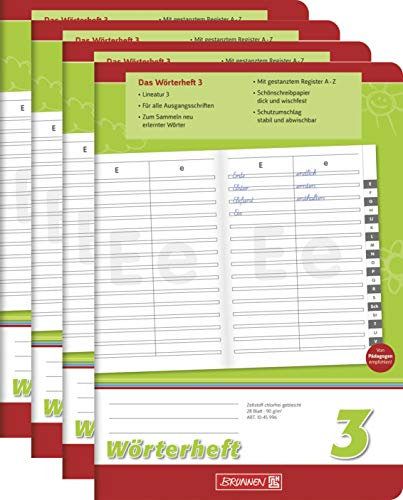 Brunnen Schreiblernheft (4 Stück, Wörterheft Lin. 3)