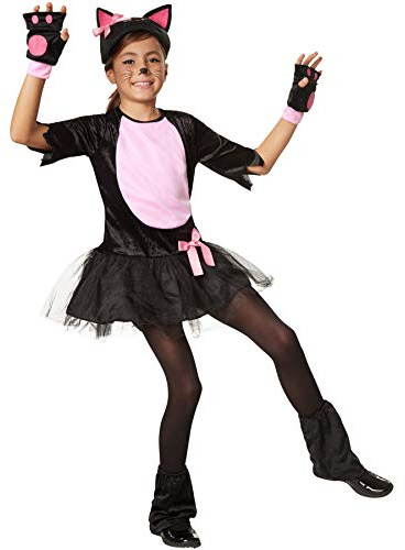 dressforfun 900472 - Mädchenkostüm pinkes Samtpfötchen, Katzenkostüm aus Plüsch mit rosafarbenen Akzenten (116 | Nr. 302100)
