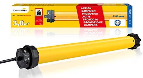 Schellenberg 20222 Motore tapparelle elettriche Action Maxi 6 Nm, fino a 3 m² di superficie della tapparella, motore tubolare per albero da 60 mm, 15 kg di forza di trazione, set completo