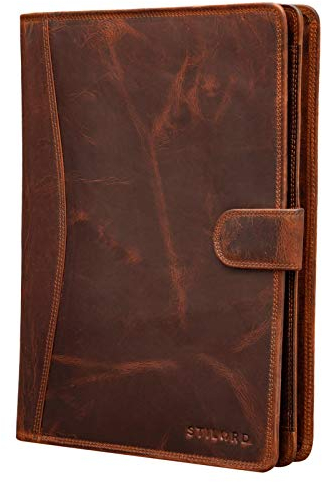 STILORD Cohen A4 Dokumententasche Leder Vintage - Elegante Schreibmappe mit 12,2 Zoll Tabletfach & Reißverschluss - Perfekt für Business, Meetings & Arbeit - Echtes Leder Farbe:Kara - Cognac