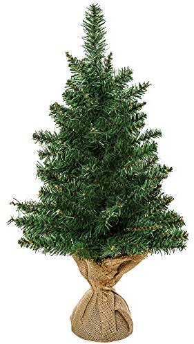 HOMCOM Albero di Natale Mini 60cm con 70 Rami Folti e Aghi Realistici in PVC, Base in Cemento e Iuta