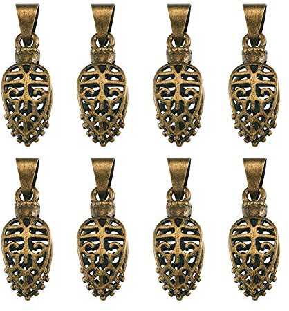 PandaHall 10 Stück filigrane Eispickel-Haken in Blattform aus Bronze, Antik-Optik, für selbstgemachte Halsketten, Schmuckherstellung