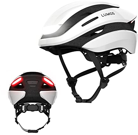 Lumos Ultra Smart-Helm | Fahrradhelm | Vorder- und Rücklicht (LED) | Blinker | Bremslichter | Bluetooth-Verbindung | Erwachsene: Herren, Damen (Jet White, Größe: M-L)