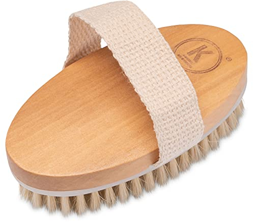 K-Pro Dry Body Brush Brush Setole naturali - Spazzola per il corpo in legno della cellulite