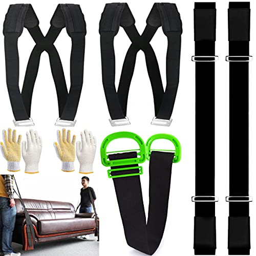 YELIKIT Tragegurte Umzug 2 Personen Tragegurt Transportgurt Schwerlast Möbelgurt Hebe und Tragesystem Verstellbar Hebegurte Mobelgurt für Schwere Gegenstände Klavier Waschmaschine Möbel, Schwarz
