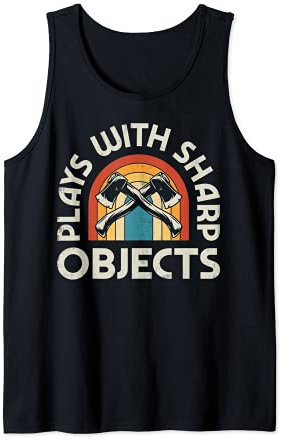 Axe Throwing Hatchet Thrower Plays With Sharp Objects Retro Tank Top