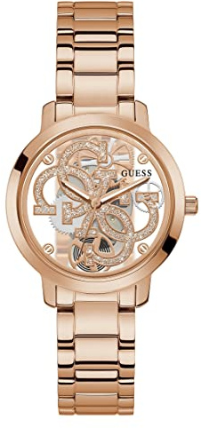 Guess Damen Analog Armbanduhr Quattro Clear