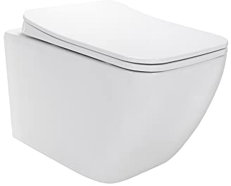 i-flair WC Wand Toilette spülrandlos inkl. WC Sitz mit Softclose Absenkautomatik + abnehmbar - Weiß
