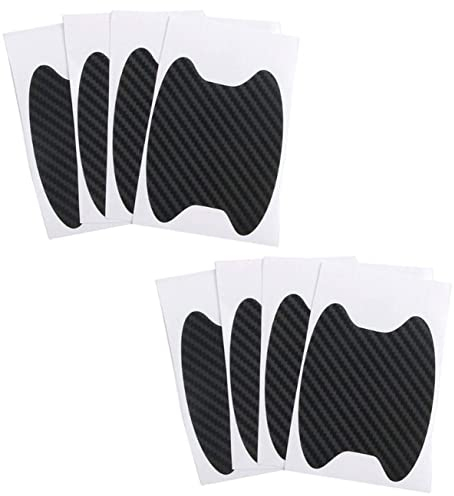 Hsthe Sea 8 pezzi Pellicola protettiva per vernice universale per maniglia della portiera dell'auto, pellicola adesiva per maniglia della portiera dell'auto in fibra di carbonio, nera, 6,8 x 8,5 cm