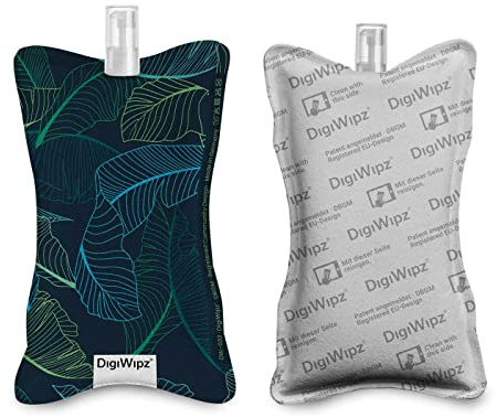 DigiWipz® – L'ingénieux nettoyant d'écran 2 en 1 (Aesthetic Leaves) – Nettoyeur d'écran pour écrans et écrans tactiles – Éponge en microfibre avec pulvérisateur intégré