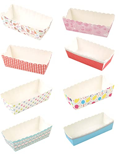 Newin Star 100 Stück Mini-Laibkuchenförmchen Mini-Backform aus Papier, rechteckig, Papierbackform, Einweg-Mini-Kuchenformen, zufällige Farben