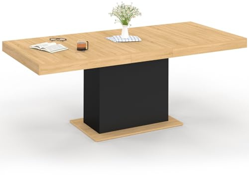 IDMarket - Tavolo da pranzo rettangolare allungabile EDEN 6-10 persone in legno e nero 160-200 cm