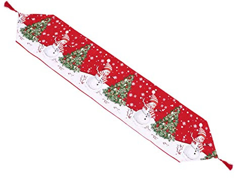 Warmhm Weihnachtlicher Tischläufer Rot Mit Schneemannmotiv Langlebige Festliche Tischdekoration Für Weihnachten Hochwertiger Weihnachts Tischläufer Für Heim Partydeko