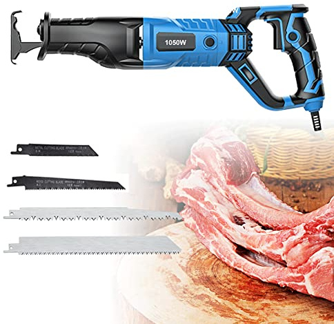 Profi Knochensäge Elektrisch, Fleischersäge Sägeblatt mit 4 Säbelsägeblatt, UniversalSaw für Schneidet harten Knochen, Kunststoff, Metall, Holz(Size:1050W)