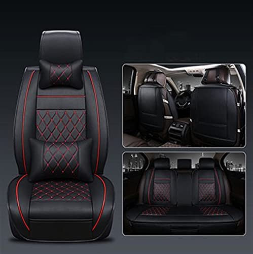 OBIOZZ Sitzbezüge Autositz Universal PU Leder Auto Sitzbezug Für Citroen C3-XR C4 Für Kaktus C2 C3 Für Aircross SUV DS Auto Zubehör Auto Aufkleber Autositzbezüge Set (Farbe : B-red Pillow)