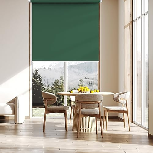 Rollo Für Fenster 70 x 100 cm, Blickdicht Sichtschutz Sonnenschutz, Rollos Hitzeschutz, inklusive Montagematerial, für Fenster und Tür, Dunkelgrün
