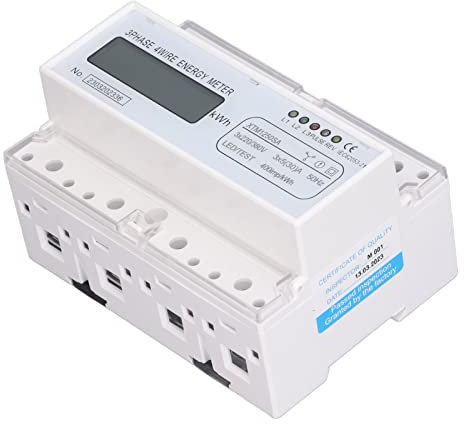 3-Phasen-Stromverbrauchsmonitor, Stromzähler, 7-stelliger LCD-Stromverbrauchsmonitor, 35-mm-DIN-Schienenmontage, 3-Phasen-4-Draht-Strom, Multi-Tester (3x5(30) A)