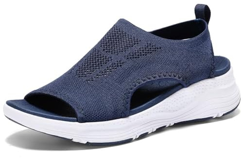 ziitop Sandals Womens Summer Washable Slingback Orthopedic Slide Sport Ladies Walking Sandals Womens With Arch Support Wedge Platform Walking Shoes Casual Thick Bottom Comfy Beach Shoes