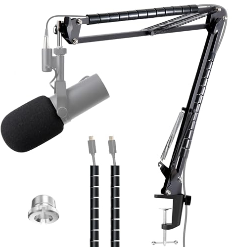 YOUSHARES SM7dB Brazo con Espuma Microfono, Brazo Microfono Compatible con Shure SM7dB Micrófono, Incluye Mazos de Cables, Adecuado para Gaming, Streaming y Otros Iugares de Ocio (negro)