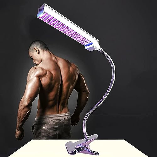 Lampe de Bronzage LED, Lampe Bronzage pour La Maison,Lampe Solarium Pliable Réglable avec Base À Clipser,rotative À 360 ° pour Le Bronzage du Visage Et du Corps