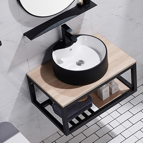 Lavatoio ceramica,mobile bagno con lavabo,mobili bagno sospesi,Lavabo da bagno in ceramica a parete con supporto,rubinetto,valvola ad angolo,tubi dell'acqua superiori e inferiori,adatto per bagni (Si
