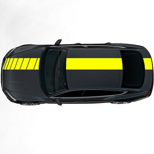 Kiwistar - Autoaufkleber Rallye Streifen - 30 x 400 cm - Neongelb glänzend - selbstklebend - Viperstreifen für Auto, Motorhaube, Karosserie - Tuning Aufkleber Racing Deko