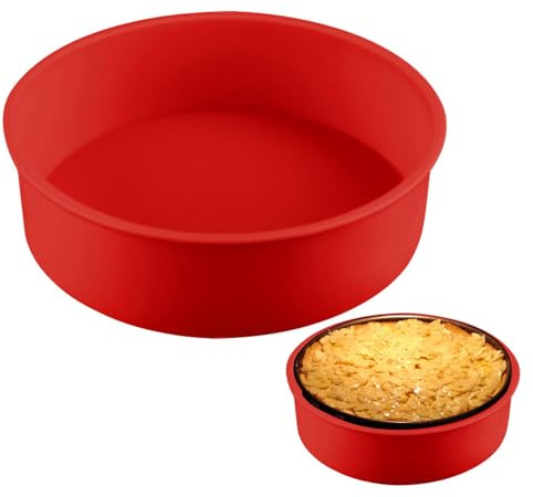 LOQJSS Moule de protection pour gâteau au fromage - Moule à charnière rond en silicone - Moule à gâteau rond pour empêcher l'eau de pénétrer dans le moule à ressort (taille : 25,4 cm/rouge)