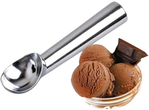 Silvery Ice Cream Scoop Non Stick Ice Cream Scoop with Antifreeze Handle forHeavy Duty Durable Design Easy Clean for Gelato Cookie Dough Sorbet Almond
