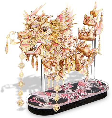 Piececool 3D Puzzle Metall Modellbau Glücksdrache, 3D Metall Puzzle für 340 Edelstahl, Ganzes Metall, 1:1 Wiederherstellen Sammlung, Geburtstagsgeschenk, Modellbausatz Erwachsene