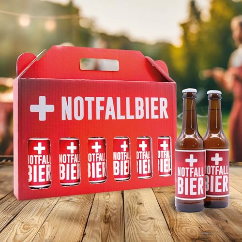 Männerhandtasche -Notfallbier- mit 6 x Bier 0,33 l, 4,8% vol., inkl. Mehrwegpfand