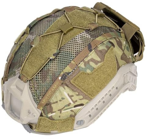 500D Nylon Airsoft-Helmbezug Mit Hinterer Batterietasche Und Elastischen Festen Riemen for Den Außenbereich, CS, Paintball, Jagd, Multicam, Taktischer Helmbezug for Fast SF-Helm(M)