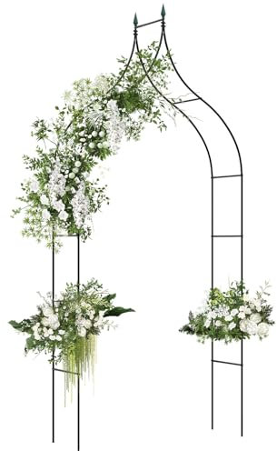 GOPLUS Arche de Jardin, Treillis pour Plantes Grimpantes, Arche à Rosiers, Décoration de Mariage de Style Gothique pour Extérieur et Intérieur, Jardin, Pelouse, Cour,125 x 39 x 287CM
