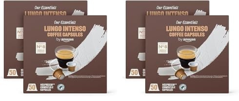 by Amazon Capsules de café Lungo Intenso compatibles avec Nespresso, torréfaction moyennement poussée, 100 Pièces, 2 lot de 100 - Certifié Rainforest Alliance (L'emballage peut varier)