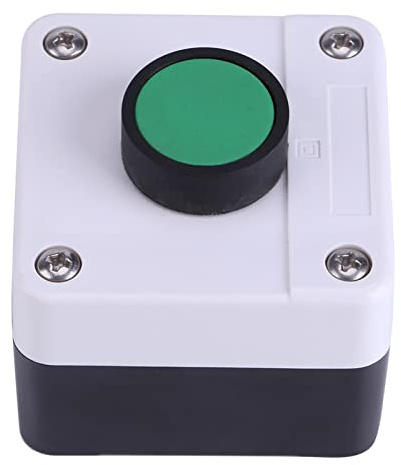 Witterungsbeständiger Grüner Drucktastenschalter, Druckknopf Schalter Ein-Tasten-Steuergerät, für Antrieb Garagentor Türöffner (Aufputz Taster)