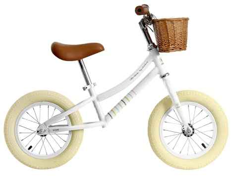 DQB DeQUBE - Bicicleta sin pedades Classic 12 - Ajustable y Ligera-Ruedas antipinchazos - con Cesta, Timbre y Pegatinas (DeQube 932D00195)