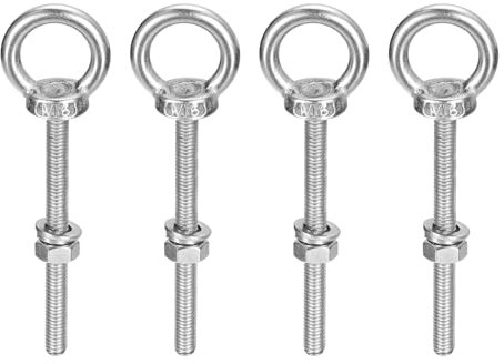 QUARKZMAN Boulon à Œil de Levage, 4 Ensembles de Boulons à Œil M6 x 70mm avec Écrou Rondelle en Acier Inoxydable 304 Boulon à Œil d'Épaule de Levage pour Suspendre Un Objet