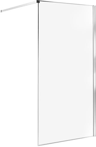 Paroi de Douche de Salle de Bain en Verre Trempé sans Porte 100 x 190 cm Argenté Waspam