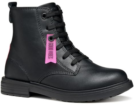 Geox J Eclair Girl, Stivale alla Caviglia, Nero Fucsia, 37 EU