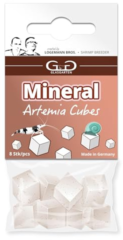 GlasGarten Mineral Artemia Cubes | 8 pezzi – Mangime complementare/minerale per gamberetti decorativi, lumache e gamberi con uova di artemia decapsulate ricche di proteine