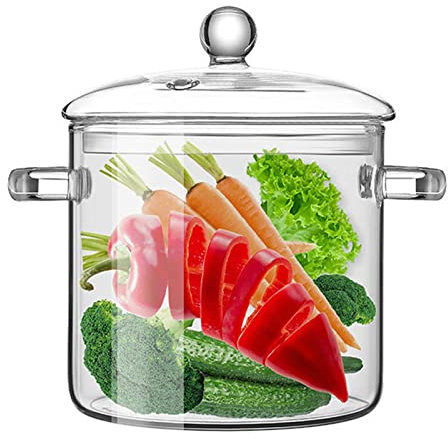 Casserole en verre transparent avec couvercle - Résistante à la chaleur - Capacité de 1,5 l