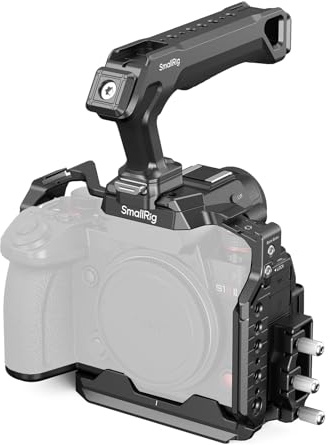 SMALLRIG Kit Cage pour Panasonic LUMIX S1R II avec Poignée Supérieure, Serre-Câble pour HDMI et USB-C, Plaque de Fixation Rapide Intégrée pour Arca, avec Trous Filetés 1/4''-20 et 3/8''-16-4903