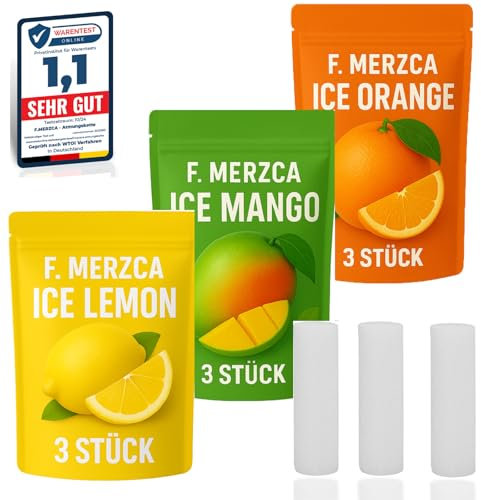 F.MERZCA® Geschmacksfilter Set – 9 nikotinfreie Filter mit Geschmack (Zitrone, Orange, Mango) für Genussvolles Rauchen Aufhören, Rauchentwöhnung - Zigarettenersatz echtem Widerstand