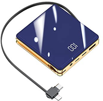 Power Bank Creative Mini Three-in-one con il proprio cavo 20000mAh Ricarica rapida Alimentatore mobile durevole (Colore: Blu, Dimensioni: 8000mAh)