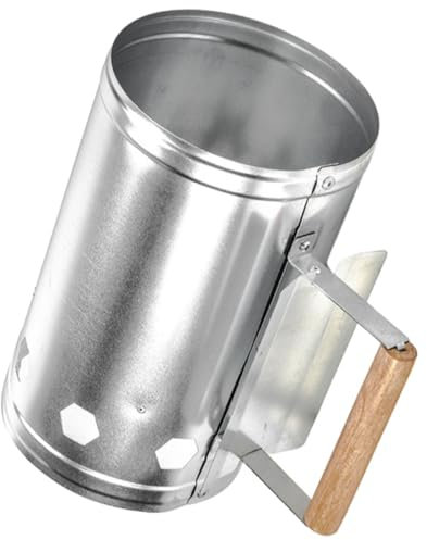 VANZACK Tragbarer Holzkohleeimer Grillanzünder Aus Metall Mit Hitzebeständigem Holzgriff Für Outdoor Camping Kamin Grillofen