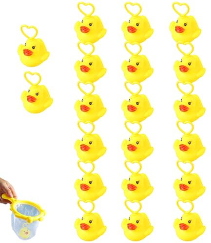 20 Pieces Induction Duck Fishing Toy With Hook, Bath Ducks, Floating Sensor Bath Toys, Funny Paddling Pool Squeezing Toy For Boys Girls Children Sensory Development Outdoor Party