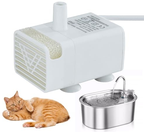 Katzen Trinkbrunnen Pumpe - Ersatzpumpe Für Katzenbrunnen - Ultra Leise & Energieeffizient Mit Tauchmotor Für Katzentränken Im Haushalt (1pc)